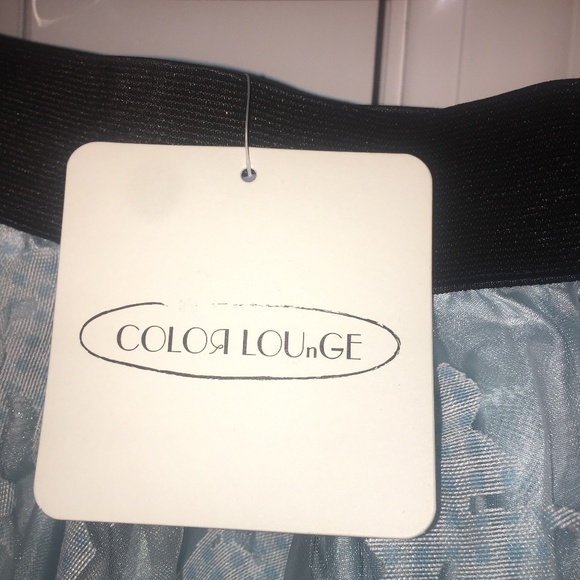 Light Blue Floral Accent Flare Skirt - Picture 3 of 11